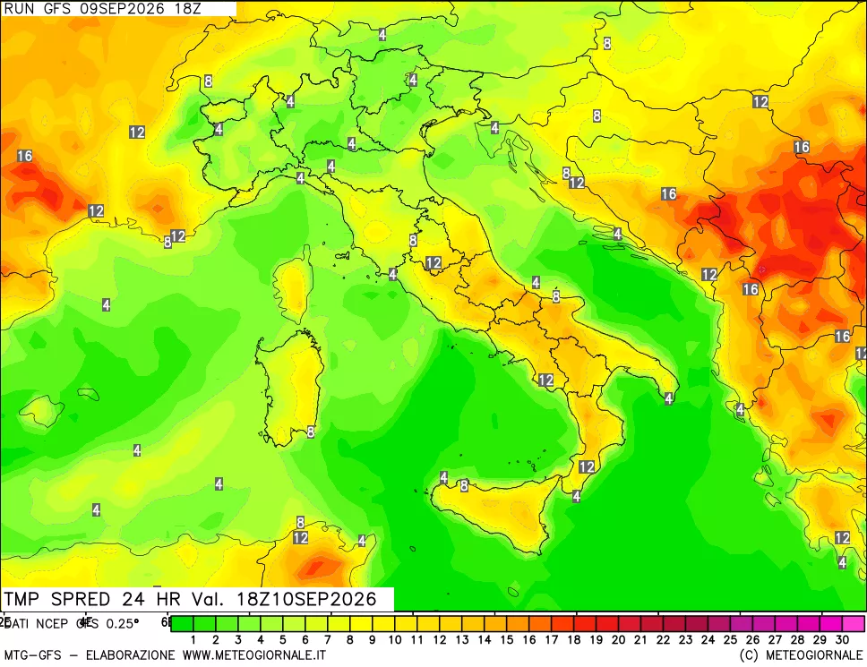 mappa Dif. TMax-TMin 24 ore