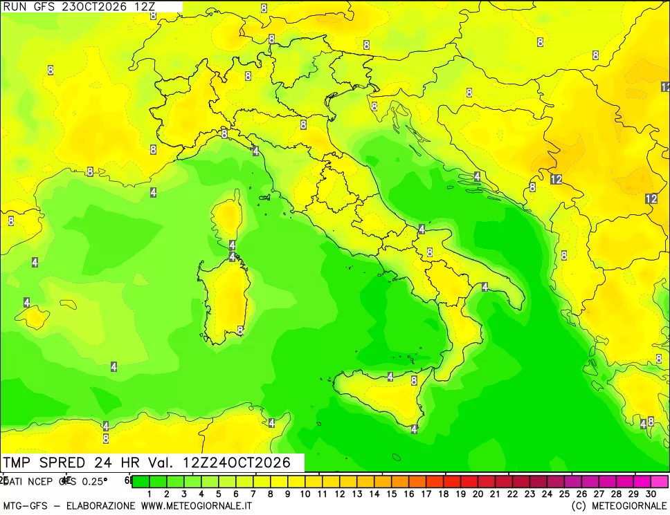 mappa Dif. TMax-TMin 24 ore