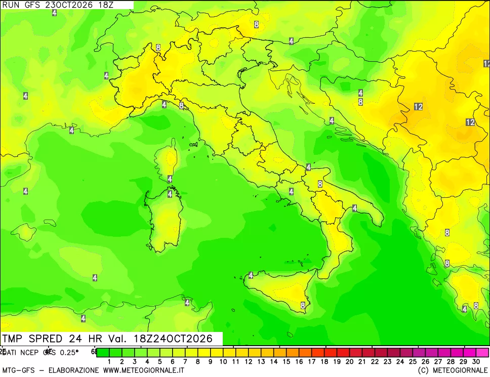 mappa Dif. TMax-TMin 24 ore