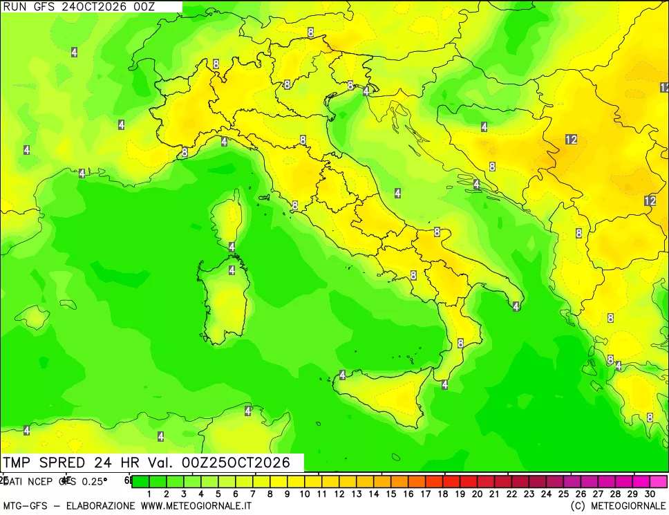 mappa Dif. TMax-TMin 24 ore