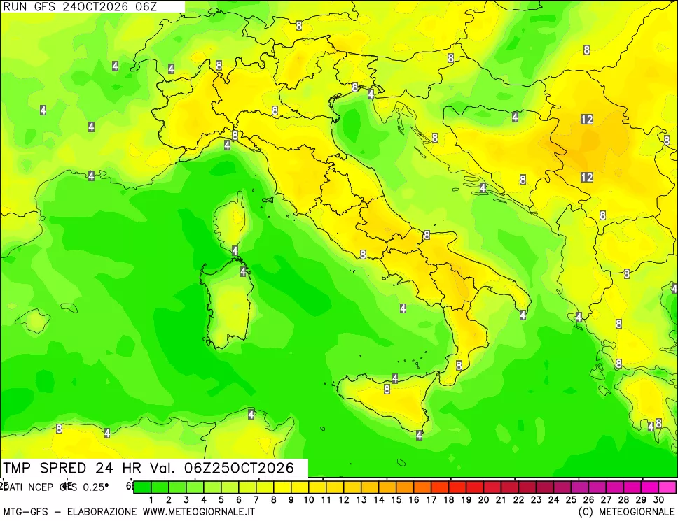 mappa Dif. TMax-TMin 24 ore
