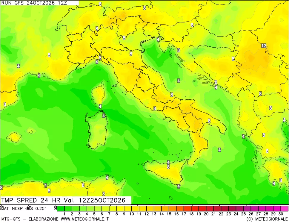 mappa Dif. TMax-TMin 24 ore