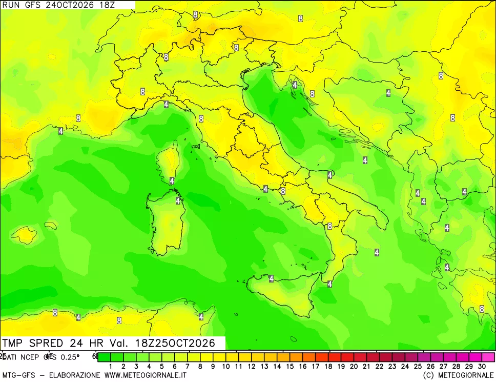 mappa Dif. TMax-TMin 24 ore