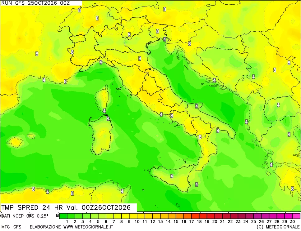 mappa Dif. TMax-TMin 24 ore
