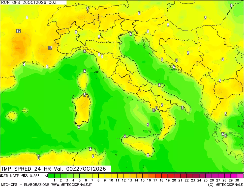 mappa Differenza TMax-TMin 24 ore