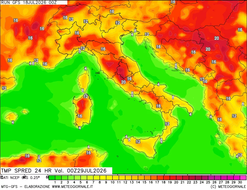 mappa Dif. TMax-TMin 24 ore