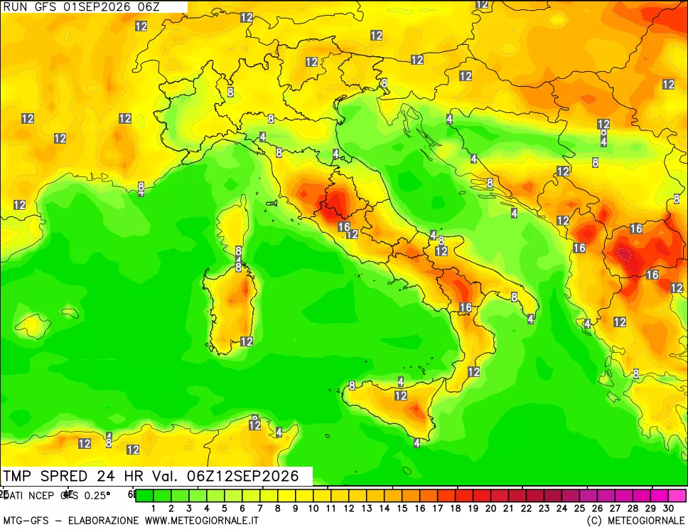 mappa Dif. TMax-TMin 24 ore