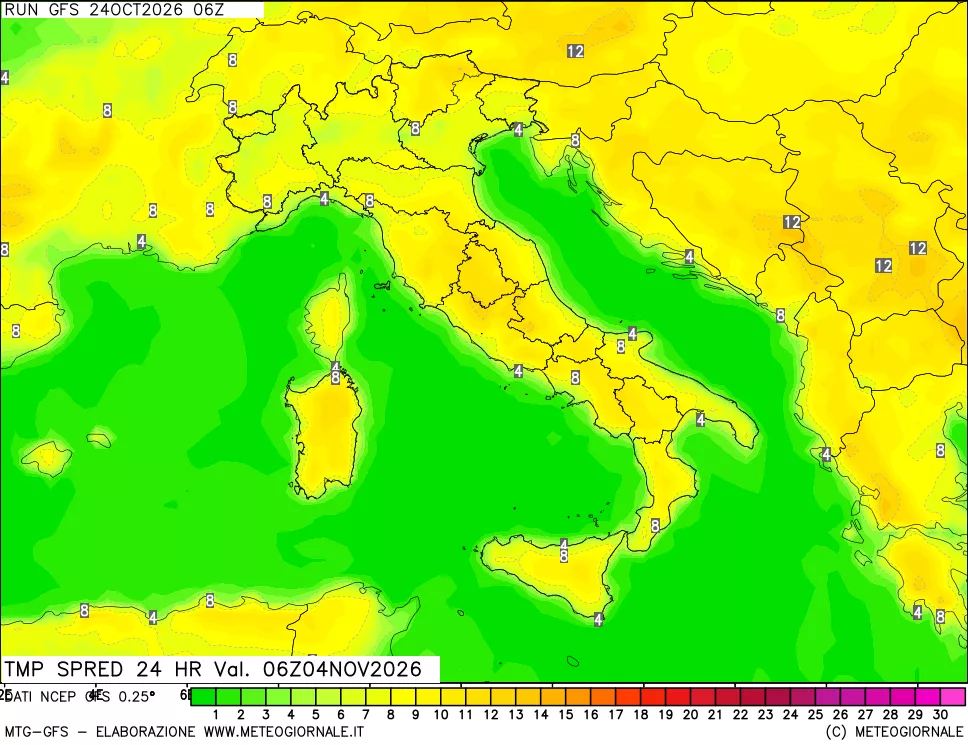 mappa Dif. TMax-TMin 24 ore