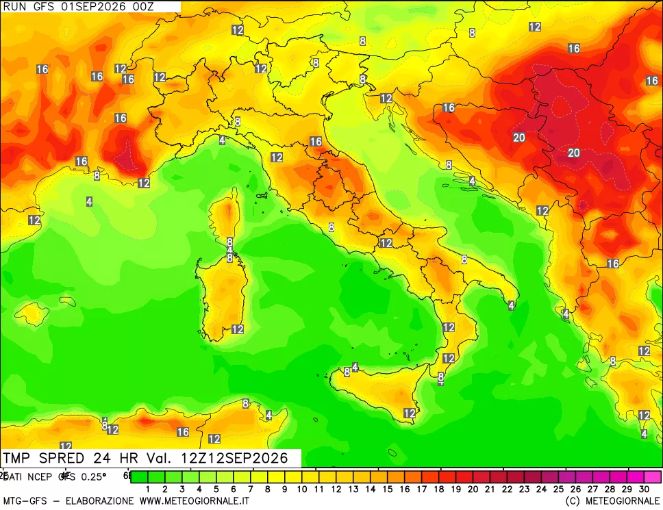 mappa Dif. TMax-TMin 24 ore