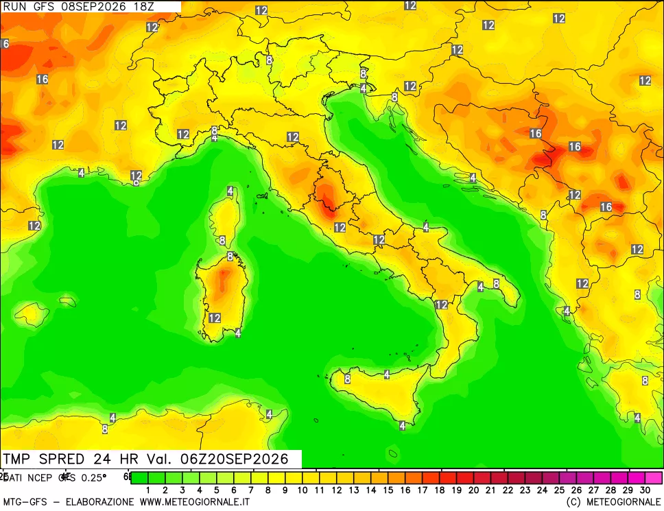 mappa Differenza TMax-TMin 24 ore