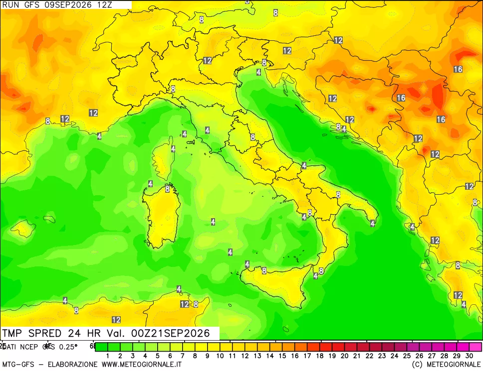 mappa Dif. TMax-TMin 24 ore