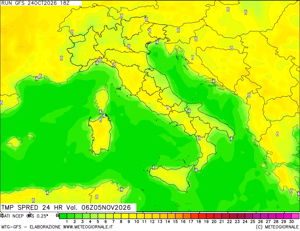 mappa Dif. TMax-TMin 24 ore