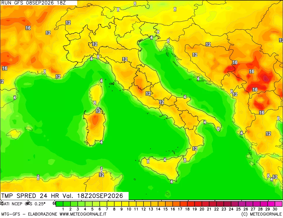 mappa Differenza TMax-TMin 24 ore