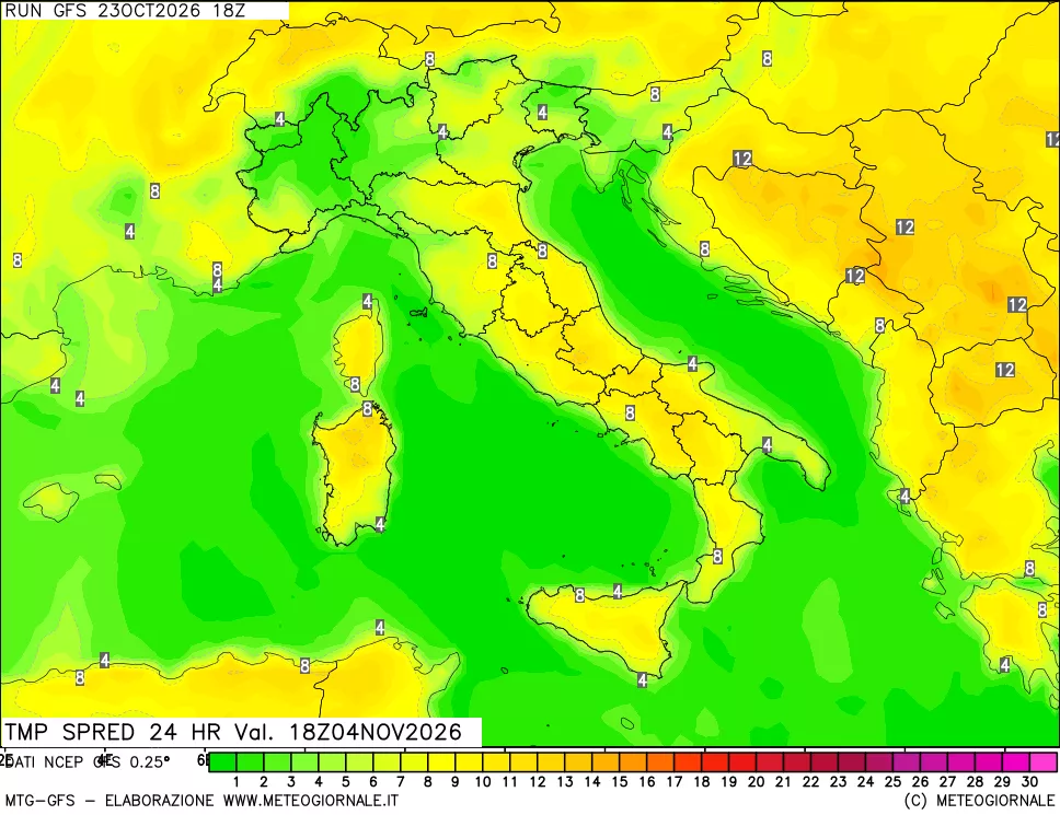 mappa Dif. TMax-TMin 24 ore