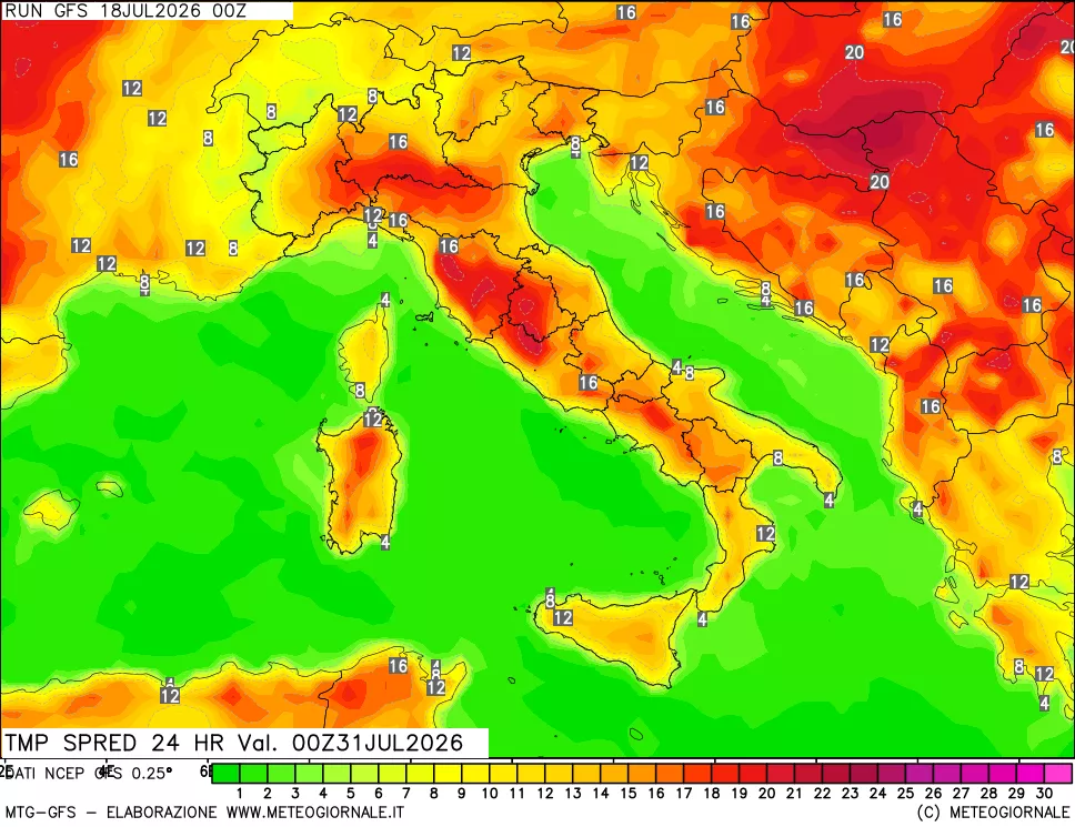 mappa Dif. TMax-TMin 24 ore