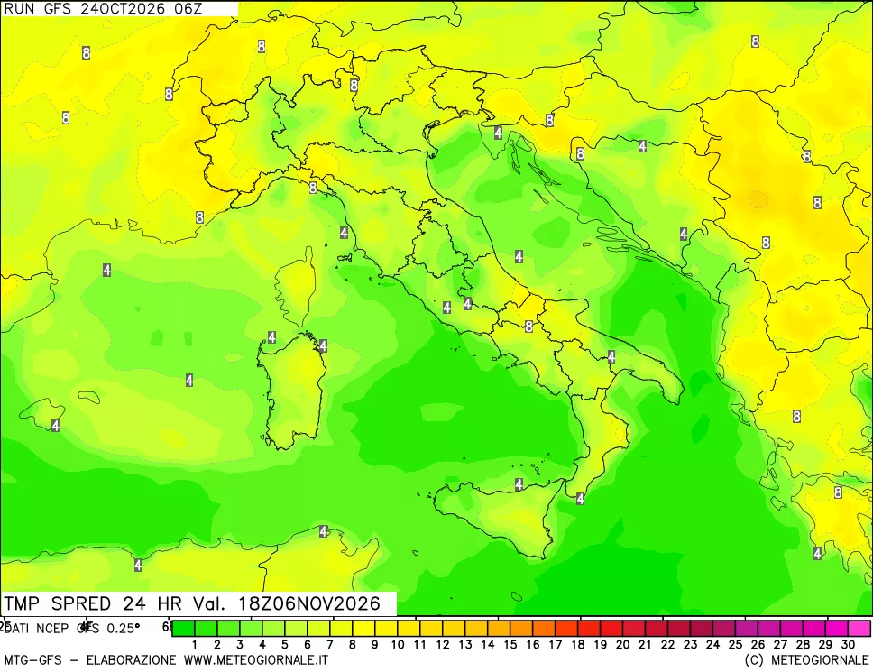 mappa Dif. TMax-TMin 24 ore