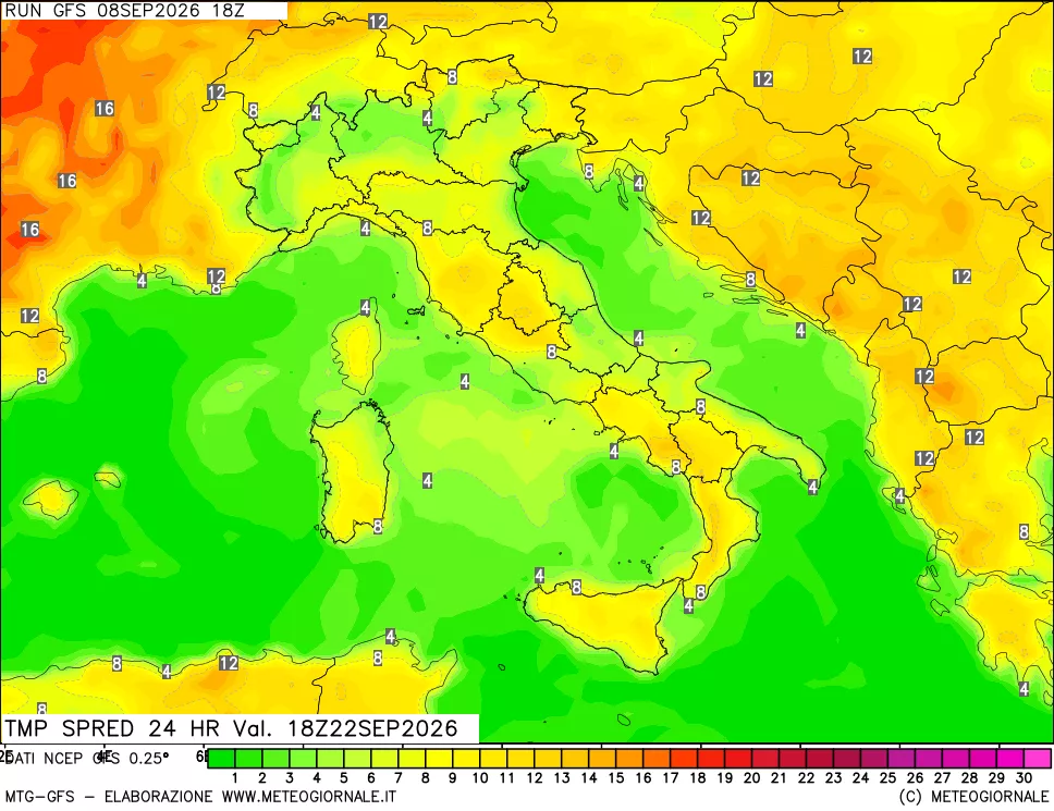 mappa Differenza TMax-TMin 24 ore