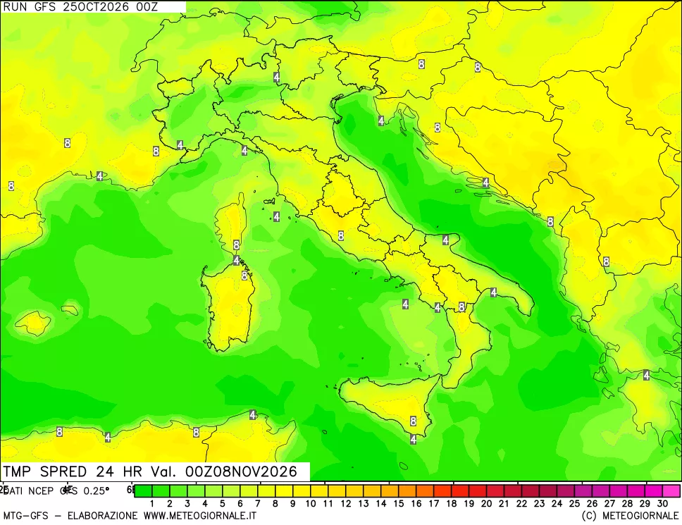 mappa Dif. TMax-TMin 24 ore