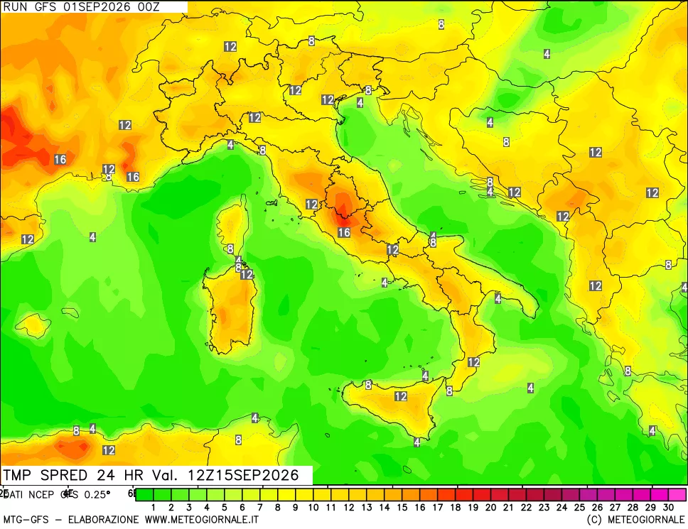 mappa Dif. TMax-TMin 24 ore