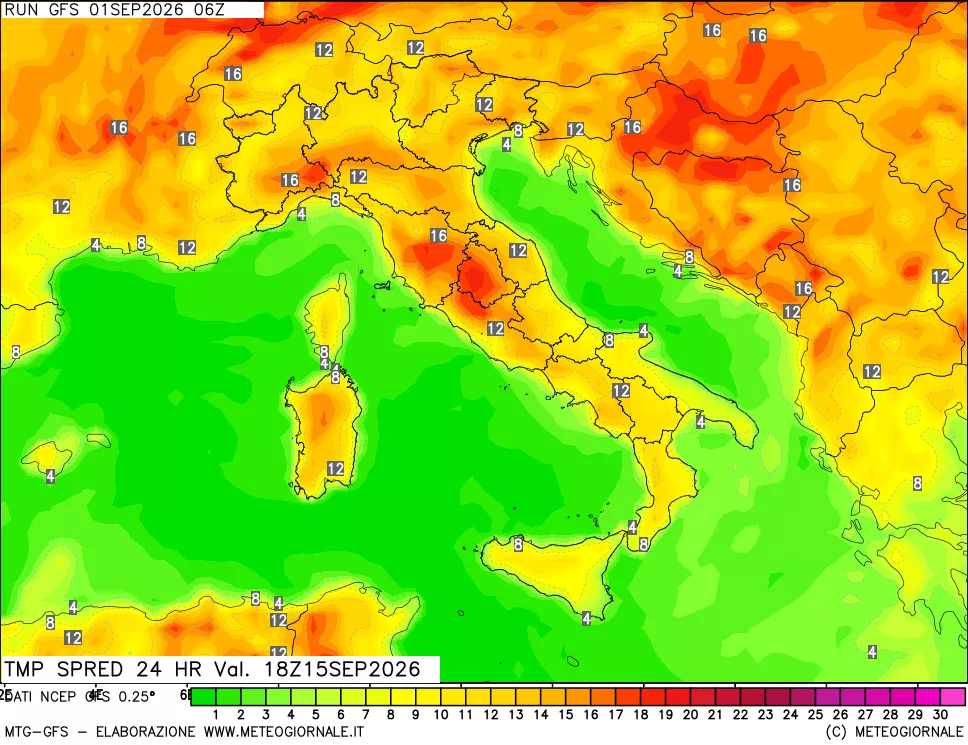 mappa Differenza TMax-TMin 24 ore