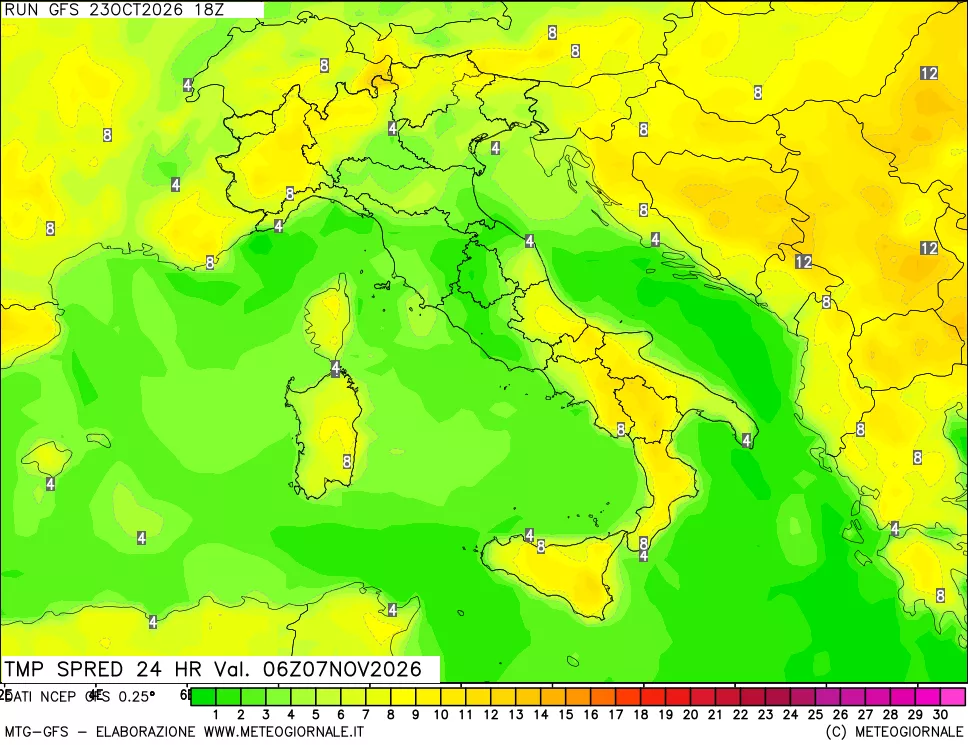 mappa Dif. TMax-TMin 24 ore