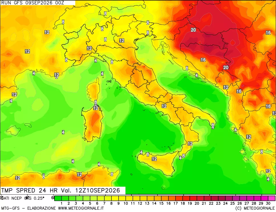 mappa Dif. TMax-TMin 24 ore