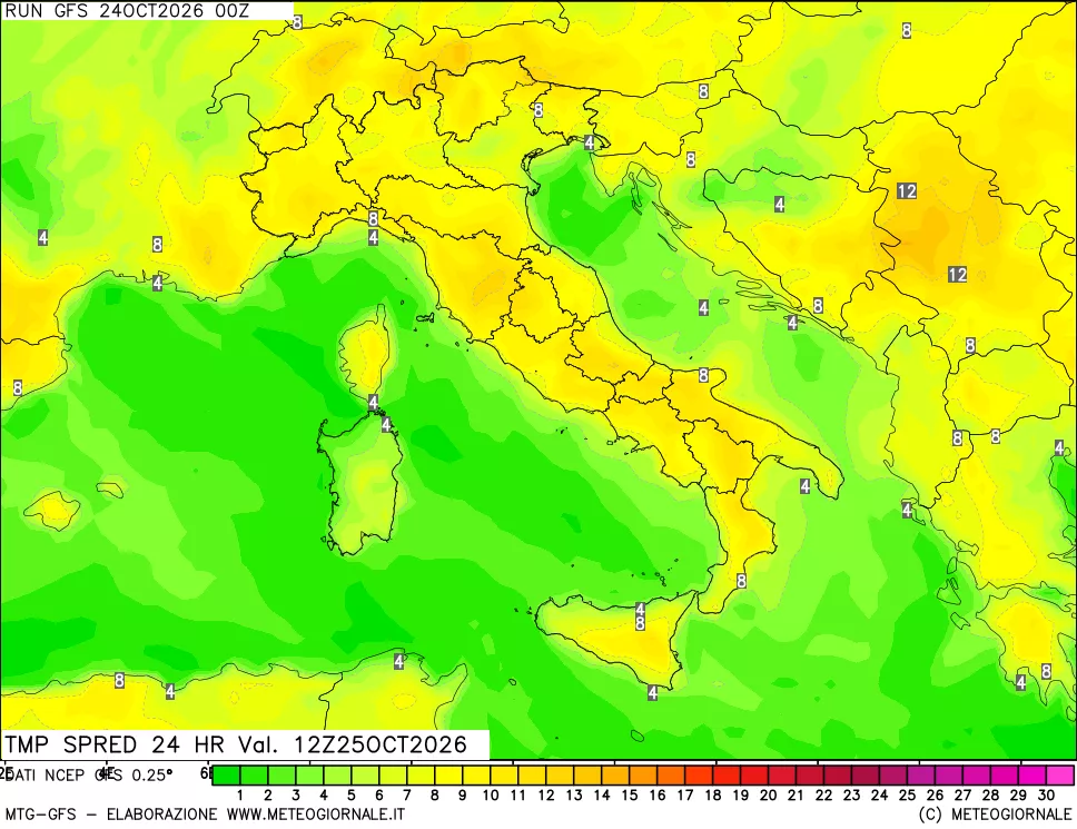 mappa Dif. TMax-TMin 24 ore