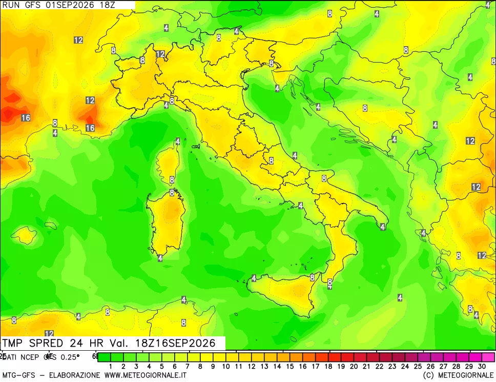 mappa Dif. TMax-TMin 24 ore