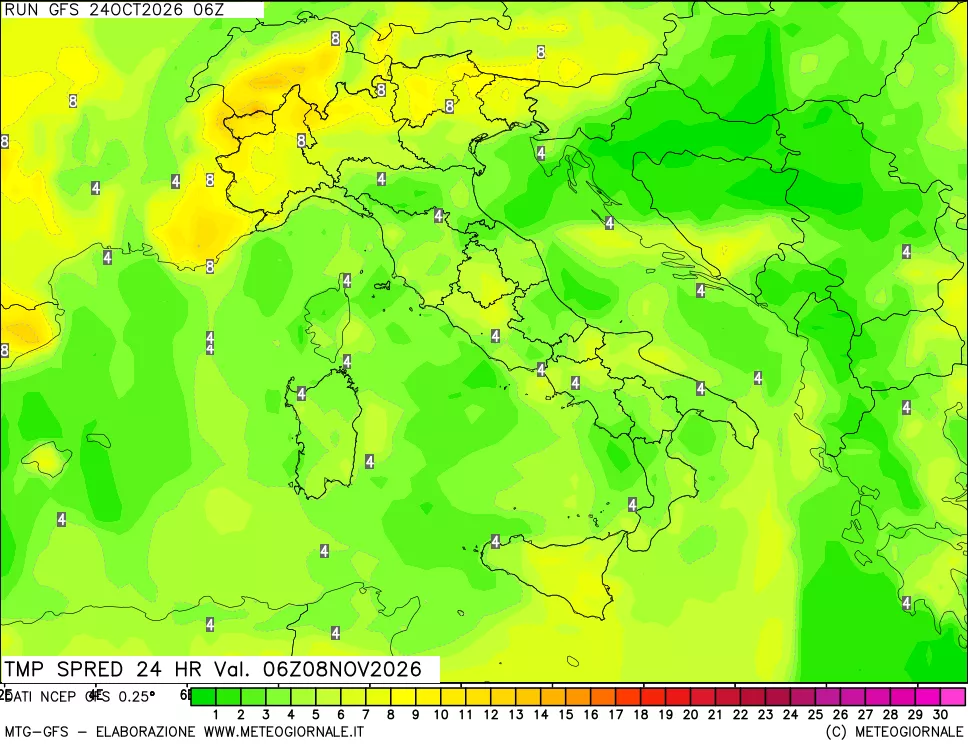 mappa Dif. TMax-TMin 24 ore