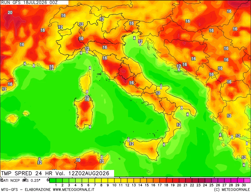 mappa Dif. TMax-TMin 24 ore