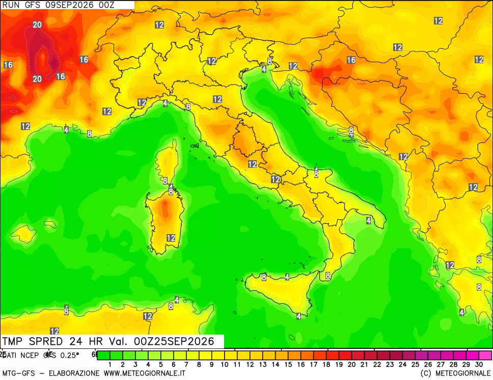 mappa Dif. TMax-TMin 24 ore