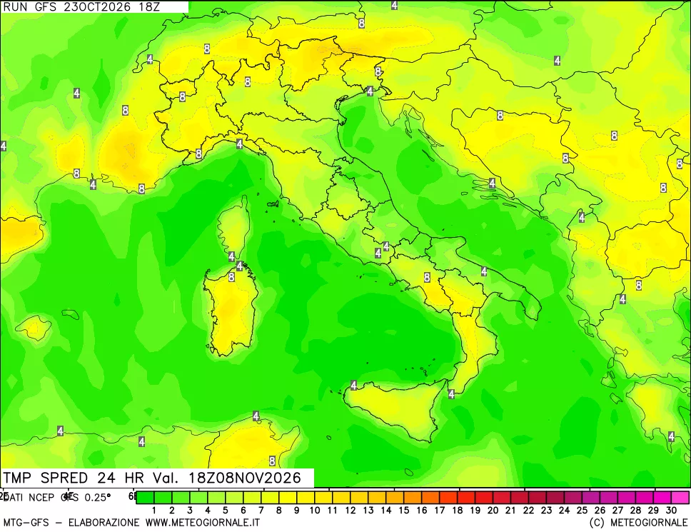 mappa Differenza TMax-TMin 24 ore