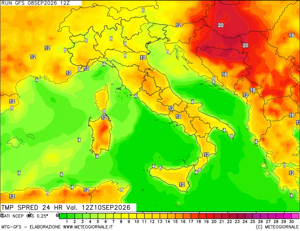 mappa Dif. TMax-TMin 24 ore