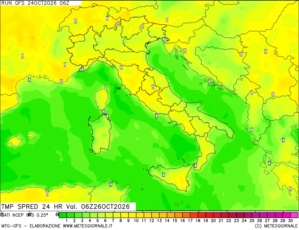 mappa Differenza TMax-TMin 24 ore