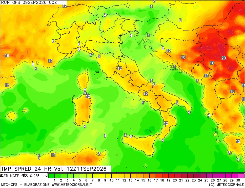mappa Dif. TMax-TMin 24 ore