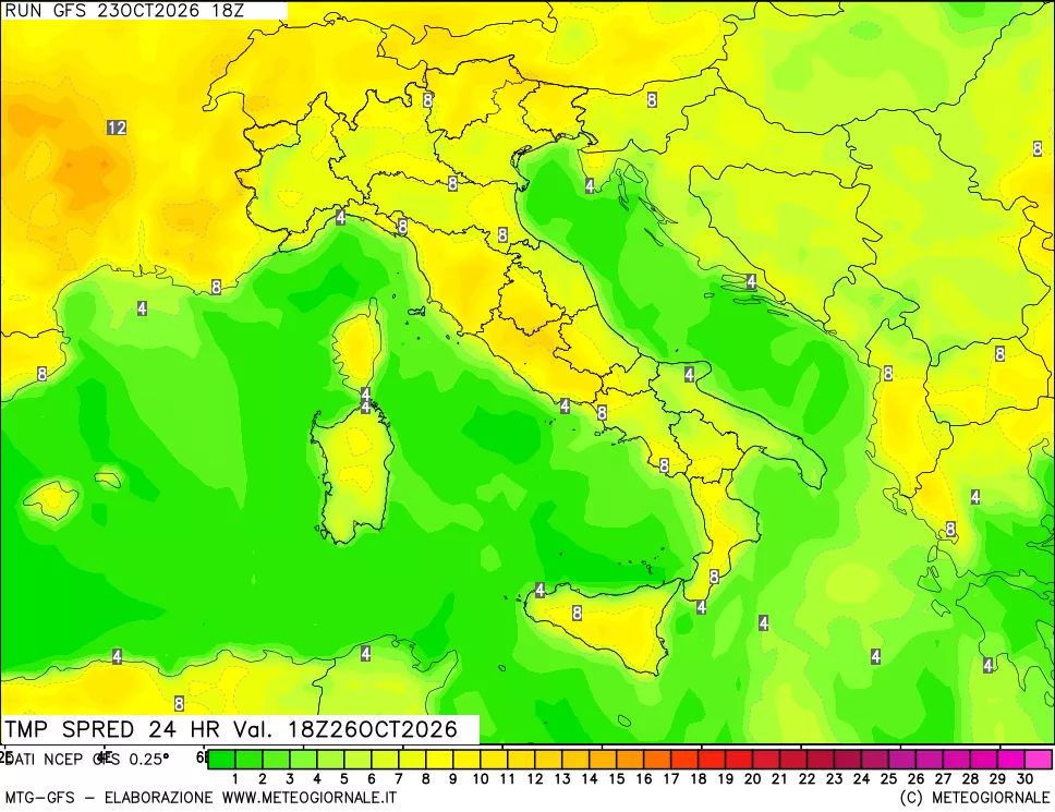 mappa Dif. TMax-TMin 24 ore