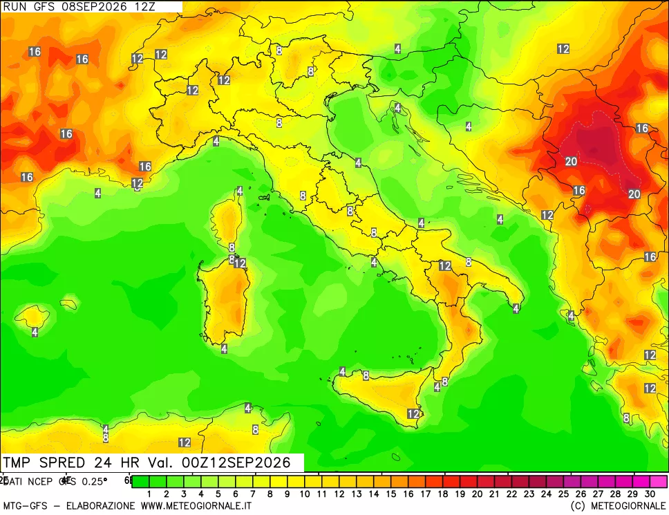 mappa Dif. TMax-TMin 24 ore