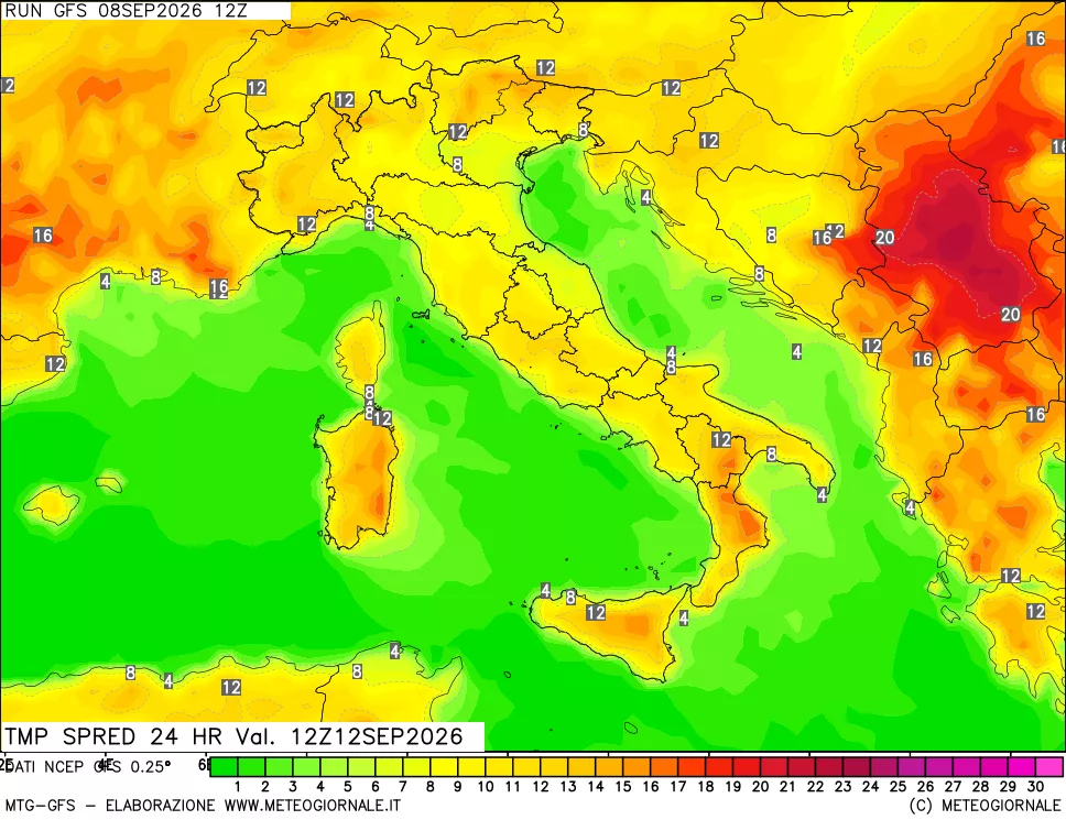 mappa Dif. TMax-TMin 24 ore