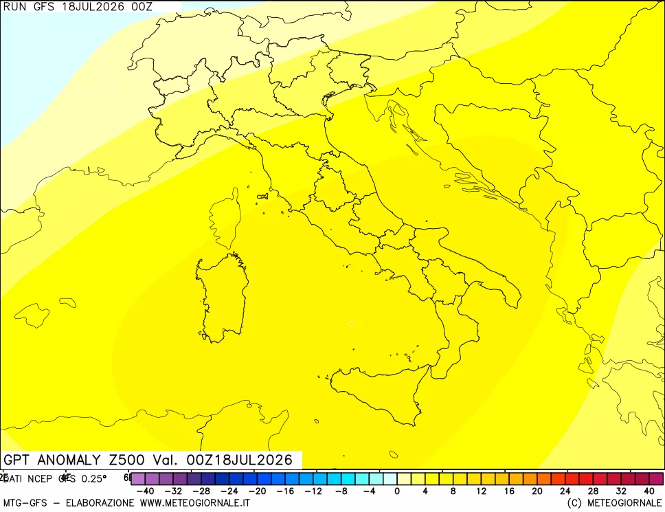 mappa 500 hPa GPT Anomaly vs Cli.No 1981-2010