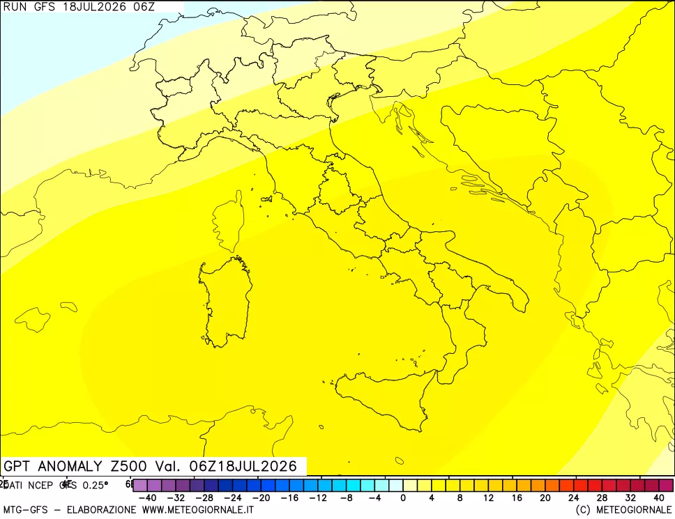 mappa 500 hPa GPT Anomaly vs Cli.No 1981-2010