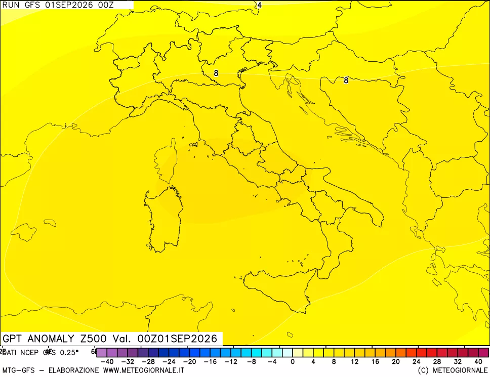 mappa 500 hPa GPT Anomaly vs Cli.No 1981-2010