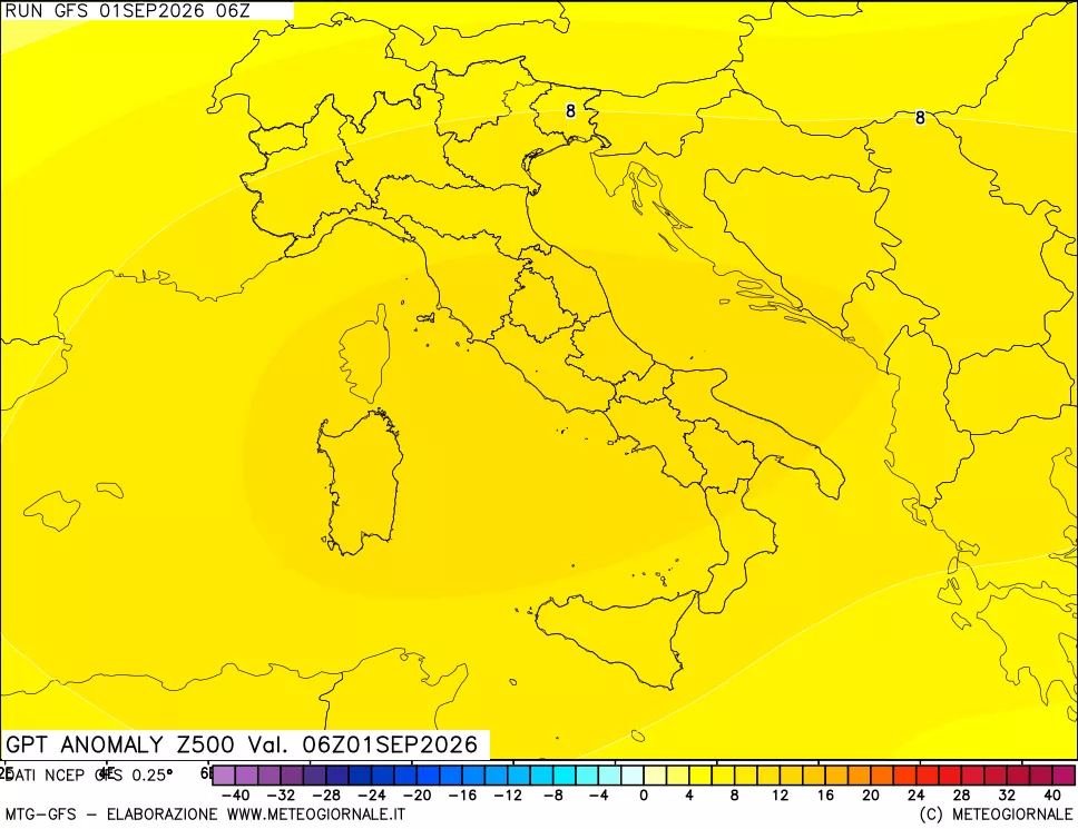 mappa 500 hPa GPT Anomaly vs Cli.No 1981-2010