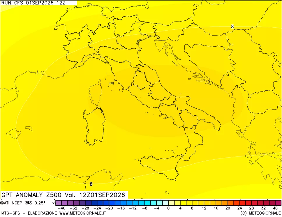 mappa 500 hPa GPT Anomaly vs Cli.No 1981-2010
