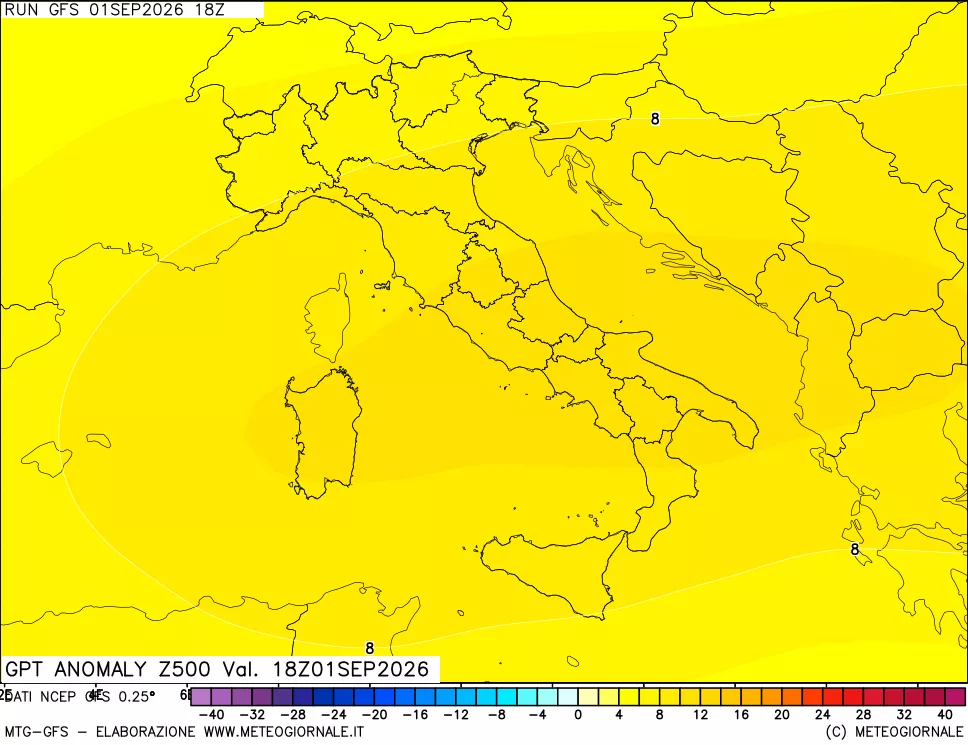 mappa 500 hPa GPT Anomaly vs Cli.No 1981-2010