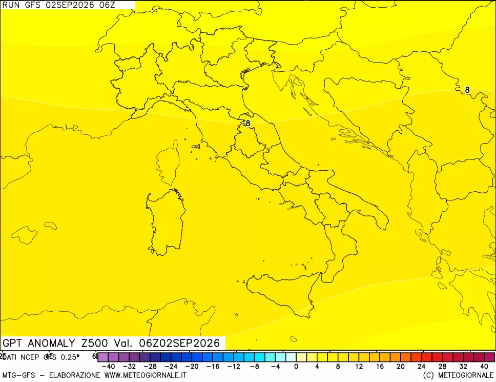 mappa 500 hPa GPT Anomaly vs Cli.No 1981-2010