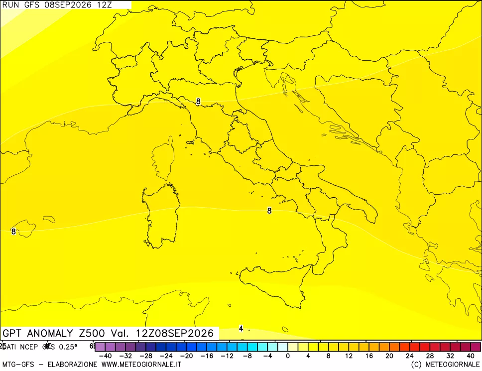 mappa 500 hPa GPT Anomaly vs Cli.No 1981-2010