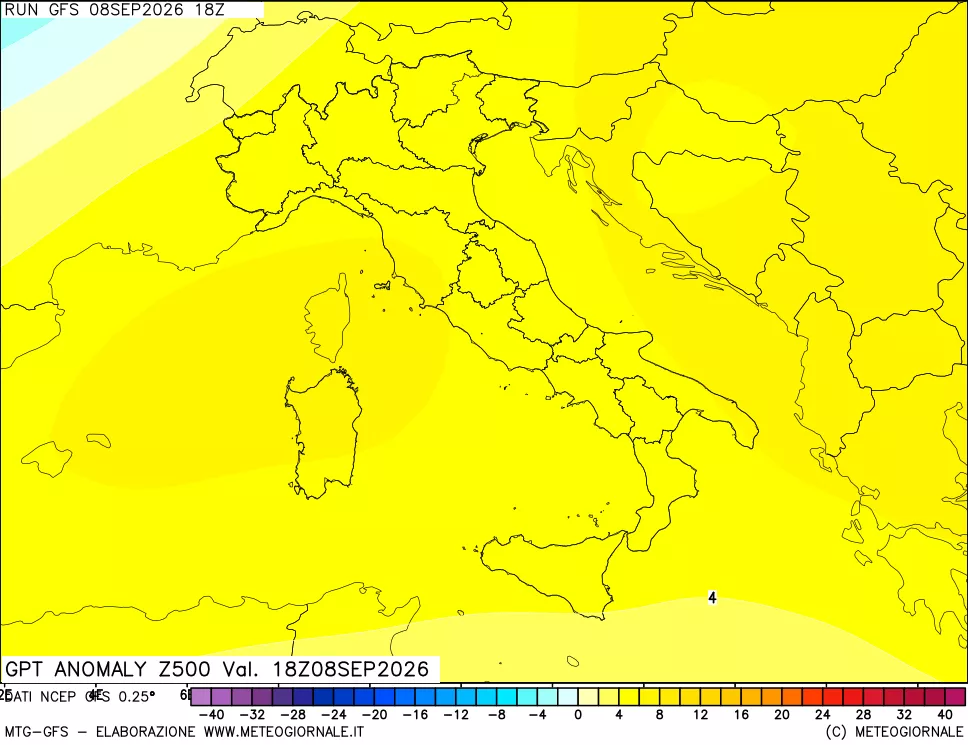 mappa 500 hPa GPT Anomaly vs Cli.No 1981-2010