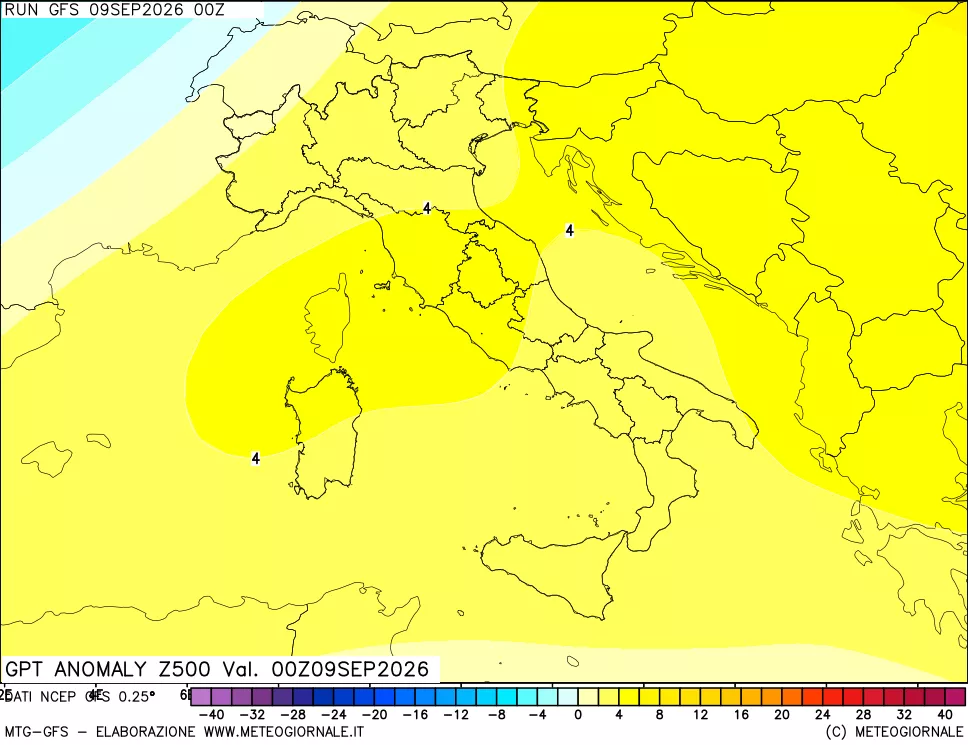 mappa 500 hPa GPT Anomaly vs Cli.No 1981-2010