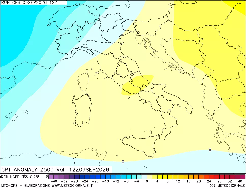 mappa 500 hPa GPT Anomaly vs Cli.No 1981-2010