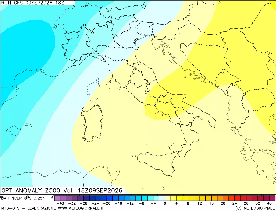 mappa 500 hPa GPT Anomaly vs Cli.No 1981-2010